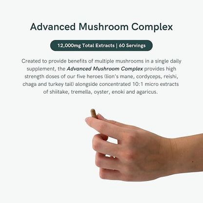 Dr Sosnowski's BioActive Mushroom Complex Lion's Mane, Cordyceps, Chaga, Turkey Tail, Reishi with Potent Extracts of Shiitake, Tremelia, Oyster, Agaricus & Enoki | 120 Capsules