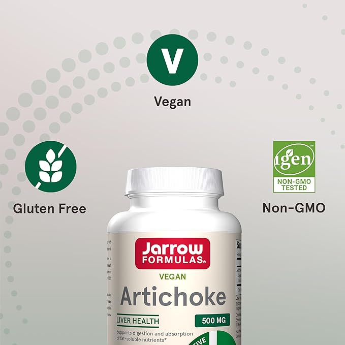 Jarrow Formulas Artichoke 500 mg, Dietary Supplement for Liver Health and Digestion Support, 180 Veggie Capsules, 180 Day Supply, Pack of 12