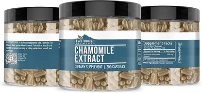 Earthborn Elements Chamomile Extract 200 Capsules, Pure & Undiluted, No Additives
