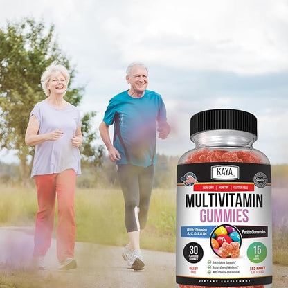 Kaya Naturals Adult Multi Vitamin Gummy, Biotin, Vitamin A, B-12, C & E, Including Zinc, Folic Acid, Strawberry Flavor - Gluten-Free Multivitamins Sweet Adult Gummies