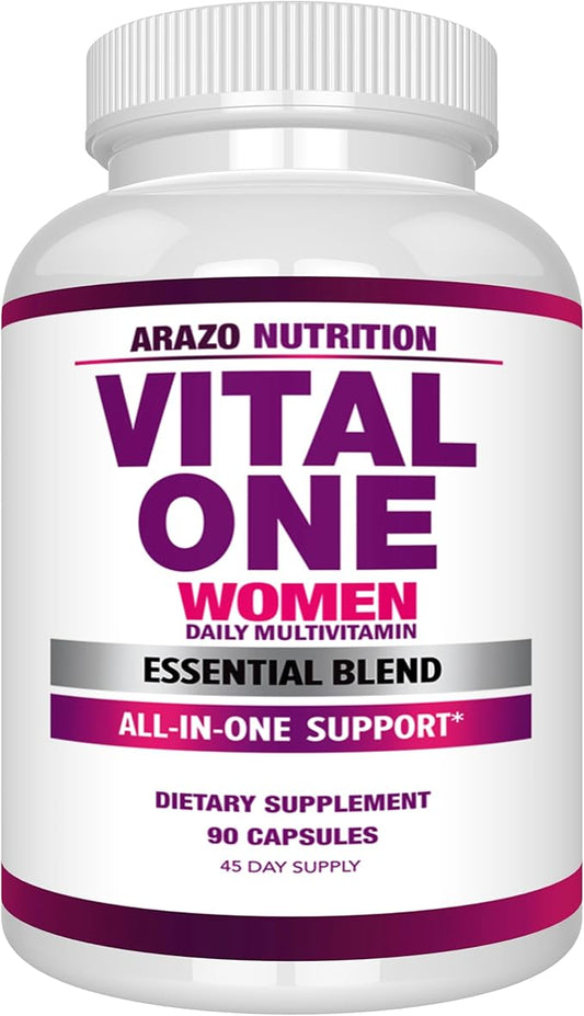 Arazo Nutrition Vital One Multivitamin for Women - Daily Wholefood Supplement - 90 Vegan Capsules