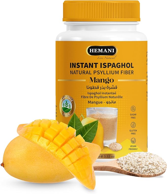 Hemani Instant Psyllium Husk Ispaghol 100g | Mango Flavored On-The-Go Fiber Supplement | Supports Digestive Health | Add to Water for a Refreshing Drink