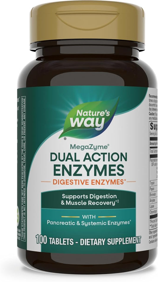 Nature's Way Mega-Zyme, Pancreatic & Systemic Enzymes*, Relieves Occasional Muscle Soreness Due to Overexertion and Exercise,* Digestive Support*, 100 Tablets (Packaging May Vary)