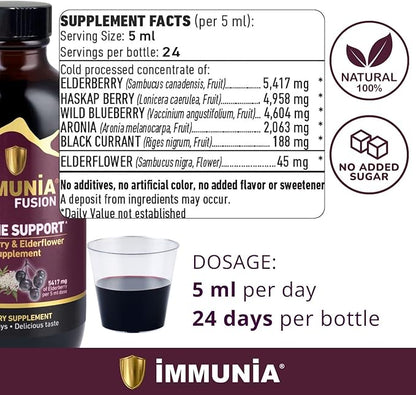 Immunia Fusion - Enhance Your Immune Support. A Powerful Formula Made with elderberries, elderflowers, and Blue Fruits Rich in polyphenols. A Concentrated antioxidant Formula. (3-Pack)