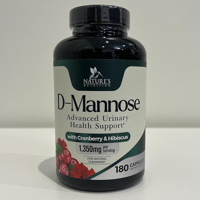DMannose Pills with Cranberry 1350mg Advanced Formula - Effective Natural Bladder, Urinary Tract Health Support, Flush Impurities - D Mannose Supplements for Women & Men, Non-GMO, Vegan - 180 Capsules
