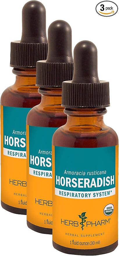 Herb Pharm Certified Organic Horseradish Liquid Extract for Respiratory System Support - 1 Ounce (DHRAD01) (Pack of 3)