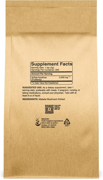 Pure Original Ingredients Maitake Mushroom Powder (1lb) Hen-of-The-Woods, Non-GMO, Lab-Verified.