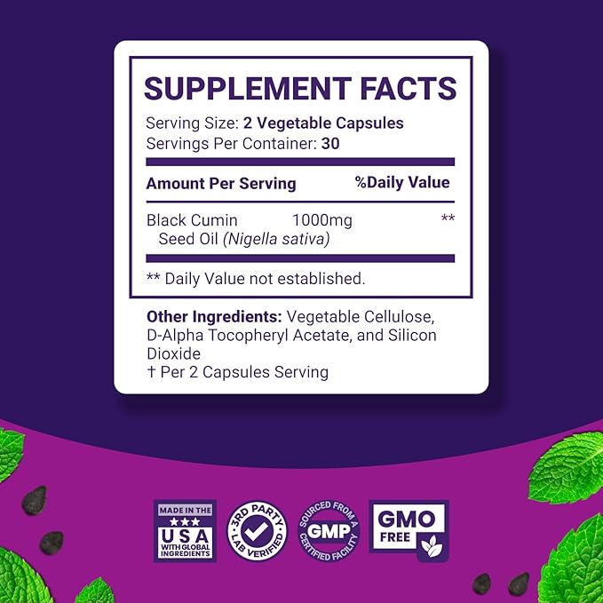 Phytoral Premium Black Seed Oil Capsules - Nigella Sativa Black Seed Oil Pills for Digestive Health Immune Support and Brain Booster Antioxidant Supplement - Full Spectrum Cumin Capsules