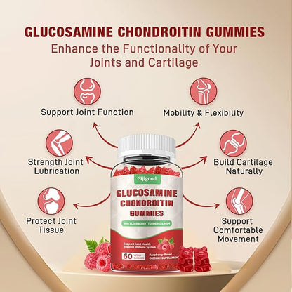 2 Pack Enhanced Glucosamine Chondroitin Gummies with MSM for Adults - Extra-Strength Joint Health & Flexibility, Antioxidant & Immune Support Supplement, 120 Count