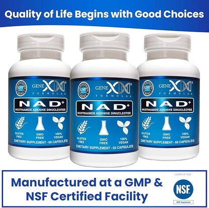 Genex Formulas NAD+ 250mg Serving 60 Capsules Nicotinamide Adenine Dinucleotide (Actual NAD+ Not a Precursor) (3)