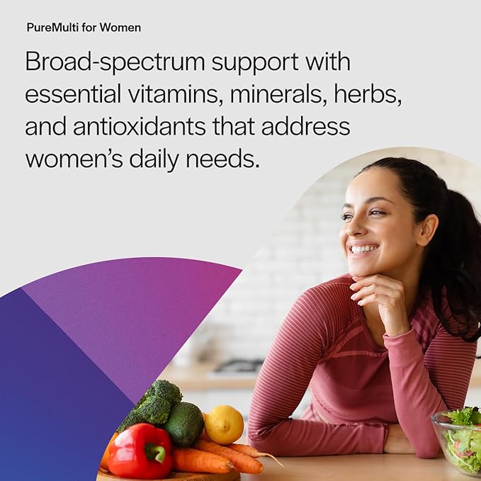 PureFormulas PureMulti for Women - Comprehensive Multivitamin for Women with Essential Nutrients and Herbal Support Womens Daily Multivitamins for Nutritional Support Non-GMO - 120 Capsules