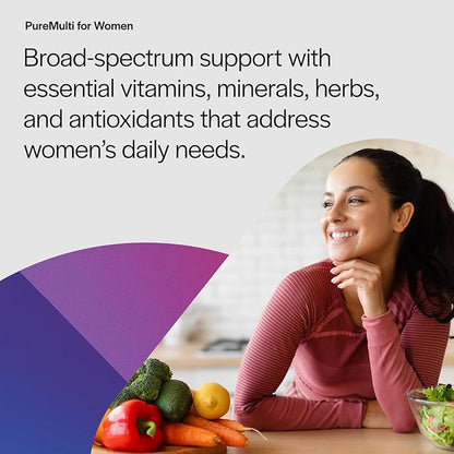 PureFormulas PureMulti for Women - Comprehensive Multivitamin for Women with Essential Nutrients and Herbal Support Womens Daily Multivitamins for Nutritional Support Non-GMO - 120 Capsules