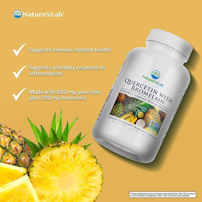 Nature's Lab Quercetin Bromelain - Non GMO, Gluten Free - 120 Capsules