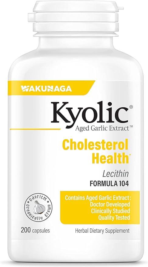 Kyolic Aged Garlic Extract Formula 104 Cholesterol Health, 200 Capsules (Packaging May Vary)