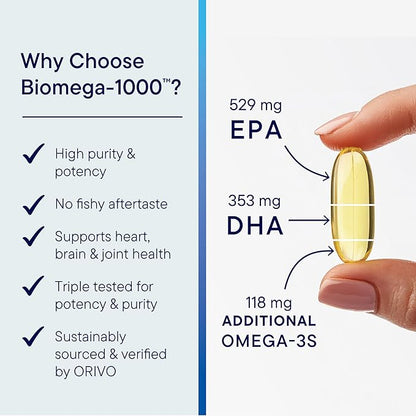 Biotics Research Biomega-1000™ Omega 3 1000mg Fish Oil Supplement with EPA/DHA, Highly Concentrated Fish oil Omega-3 Fatty Acids For Women & Men – Supports Immune & Cardiovascular Health – 90 Softgels