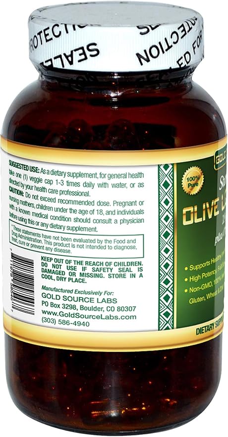 Organic Olive Leaf Extract Capsules - Pure Organic Olive Leaf Plus Standardized Oleuropein Extract, 90 Vegetarian Caps, 400 mg Maximum Strength Complex for Immune Health