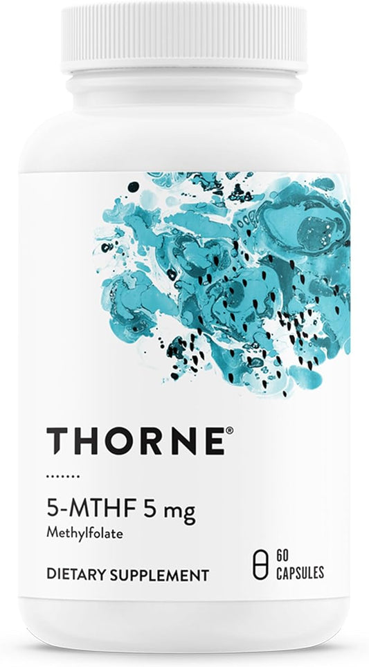 THORNE 5-MTHF - Methylfolate (Active B9 Folate) Supplement - Supports Cardiovascular Health, Fetal Development, Nerve Health, Methylation, and Homocysteine Levels* - 60 Capsules - 5-MTHF 5mg