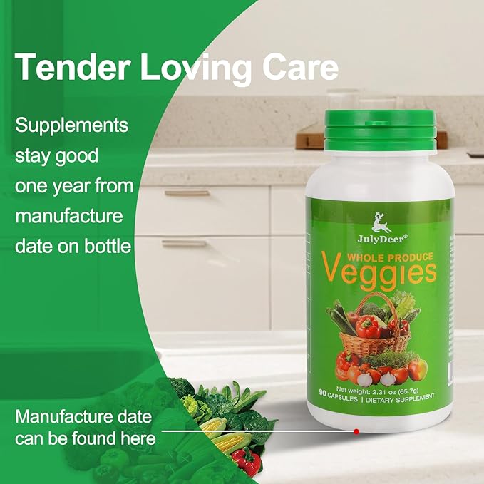 Veggie Supplement Premium Ingredients Natural – 90 Total Vegetarian Capsules | Balance of Natural 18 Whole Veggie Blend | Fresh Superfood Formula with Vitamins and Minerals