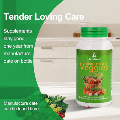 Fruit and Veggies Supplement Ingredients Natural – 2 Bottles 180 Total Vegetarian Capsules | Balance of Natural 16+18 Whole Fruits & Veggies Blend | Fresh Superfood Formula with Vitamins and Minerals