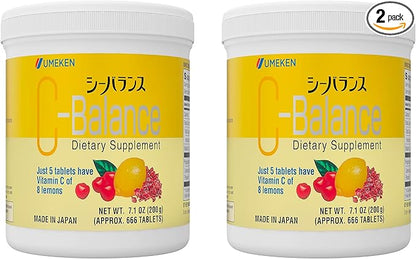 Umeken C-Balance Chewable Vitamin C Supplements, High Potency for Adults & Kids, with Citric Acid and Gamma-linolenic Acid, Vitamin C Chewables, 7.1 Ounce, 200g, 4.5 Months Supply, Pack of 2