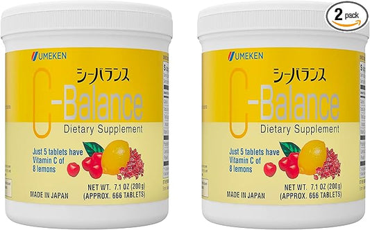 Umeken C-Balance Chewable Vitamin C Supplements, High Potency for Adults & Kids, with Citric Acid and Gamma-linolenic Acid, Vitamin C Chewables, 7.1 Ounce, 200g, 4.5 Months Supply, Pack of 2