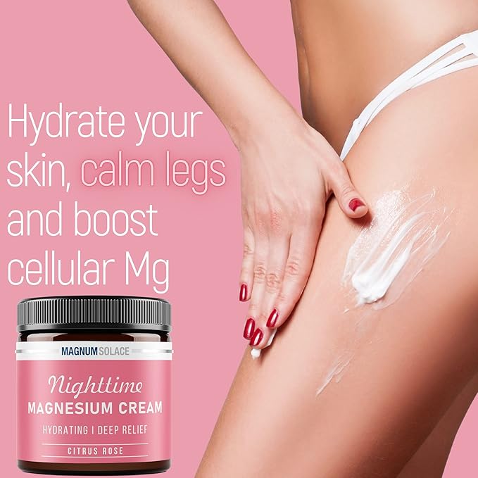 Magnesium Lotion – Nighttime Magnesium Cream – Apply to Leg Muscles, Arms or Chest - Topical Magnesium Chloride – USA Made and Safe for Kids (Citrus Rose) 4 Fl Oz (Pack of 1)