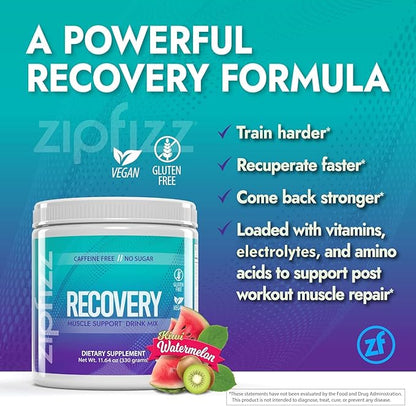 Zipfizz Muscle Recovery Drink Mix: Enhance Performance with Vitamins, Minerals, and Amino Acids for Rapid Muscle Repair and Recovery - Includes L-Glutamine, Tart Cherry Extract, L-Carnitine
