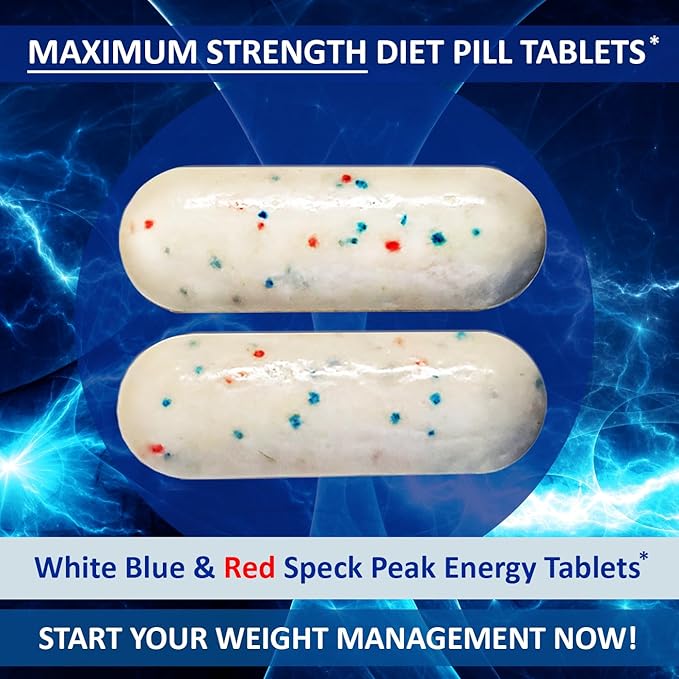 Weight Management Dietary Supplement 120 White Blue Red Speck Tablets Manufactured in the USA Highest Professional Quality