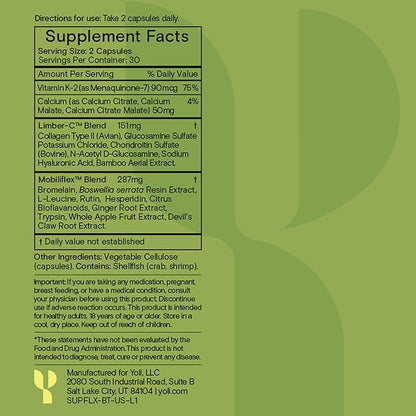 Yoli® Flex - Joint Support Supplement - Glucosamine, Chondroitin and Vitamin K2 Joint Function Supplements