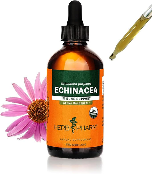 Herb Pharm Certified Organic Super Echinacea Liquid Extract for Active Immune System Support - 4 Oz
