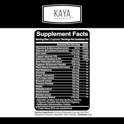 Kaya Naturals Prostate Support | Potent DHT Blocker for Hair Growth, Promote Sleep, Beta Blocker to Reduce Frequent Urination, Support Bladder Emptying & Stamina Supplement (180 Capsules)
