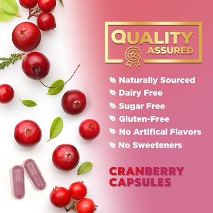 Cranberry Concentrate Extract Supplement for Women & Men + Vitamin C - 25,000mg Formula for Urinary Tract Health Support, Non-GMO and Gluten Free, Cranberry Pills Supplement - 60 Capsules