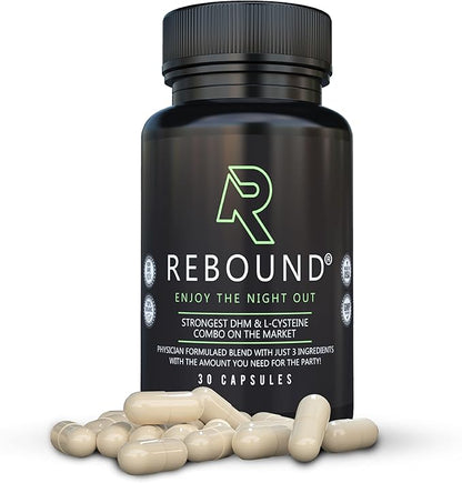 REBOUND Party Support Capsules | Featuring DHM, N-Acetyl Cysteine, and Milk Thistle | Made in The USA | Vegan, Non-GMO, 30 Count