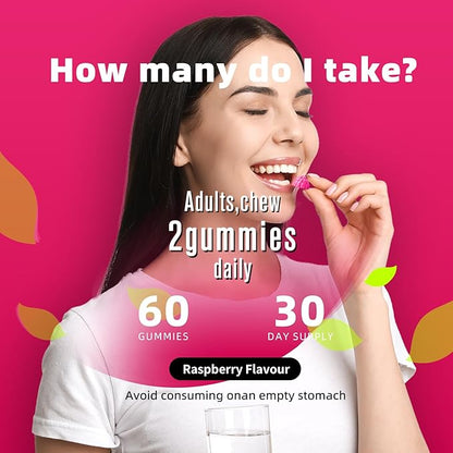 Magnesium Glycinate Gummies 1000mg - for Adults Magnesium Potassium Supplement with Vitamin D, B6, CoQ10 for Calm Mood & Sleep Support - 120 RaspberryGummies -2 Pack