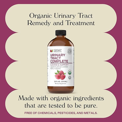 Complete Natural Products Urinary Tract Complete 16oz - Liquid Supplement for Urinary Tract Health with Organic Cranberry, D-Mannose, Beet Root, Fennel Seed, and Turmeric