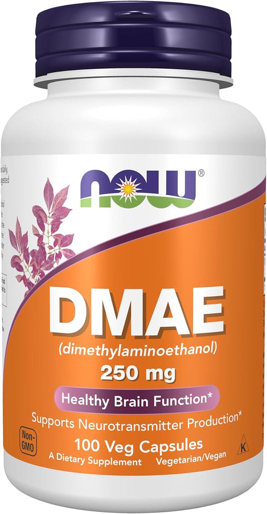 NOW Foods Supplements, DMAE (Dimethylaminoethanol) 250 mg, Healthy Brain Function*, 100 Veg Capsules
