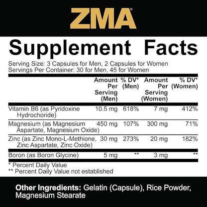 5% Nutrition Core ZMA (with Boron) | Promotes Recovery by Restoring Levels of Zinc, Magnesium & Vitamin B-6 (90 Capsules)
