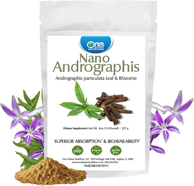 Nano Andrographis Powder 8 oz (227 Servings), Nano for Enhanced Absorption, Supports Overall Wellness, Non-GMO, Vegan, Gluten-Free