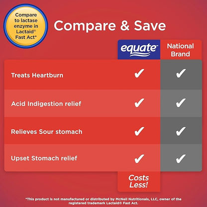 Equate Fast Acting Dairy Relief Lactase Enzyme Dietary Supplement Vanilla Flavor chewables Tablets 32 Count (Pack of 1) + CreativeAndBundle Sticker