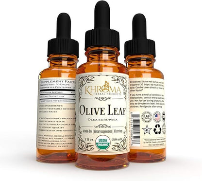 Organic Olive Leaf - 2 oz Liquid in a Glass Bottle - 30 Servings