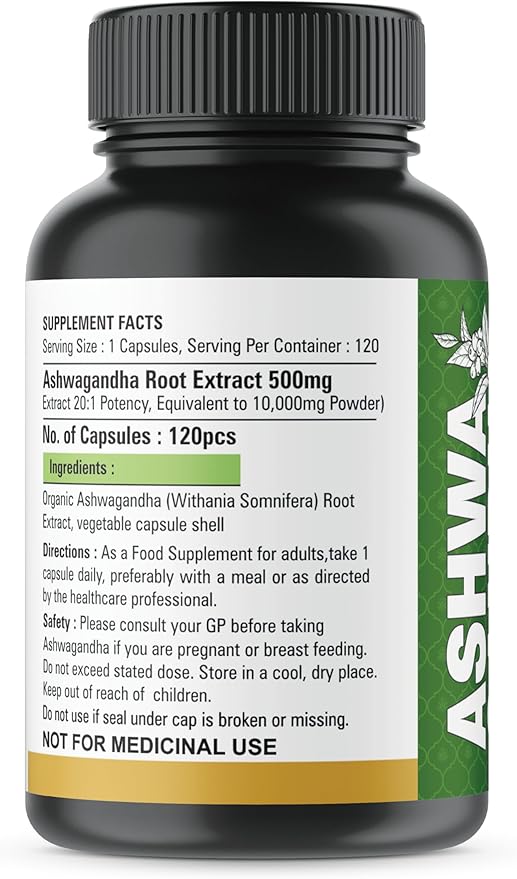 XTRAKT Ashwagandha Supplements Equivalent 10,000mg - 120 Ashwagandha Vegan Capsules - Organic Ashwagandha Powder and Root Extract Capsules - Stress Relief Supplement, Mood Enhancer - 4 Month Supply