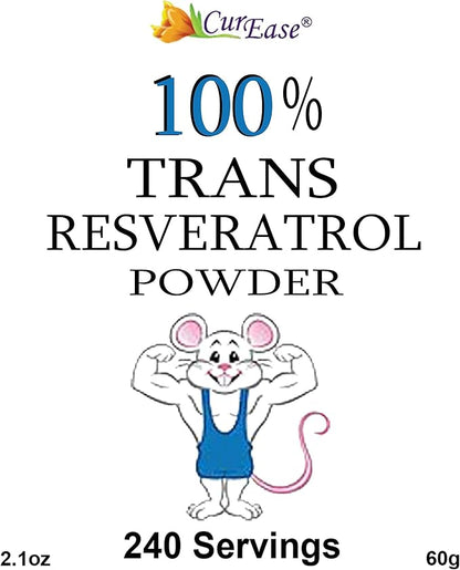 100% Pure Trans Resveratrol Powder 240 Servings 2.1 oz (60 Grams) 250mg Per Servings