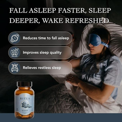 Wellness Natural Sleep Supplement, Deep Sleep Aid, Mushroom Supplement with Kava Powder, Reishi Mushroom and Passionflower Extracts, Alternate to Sleep Gummies, Promotes Relaxation, 60 Capsules