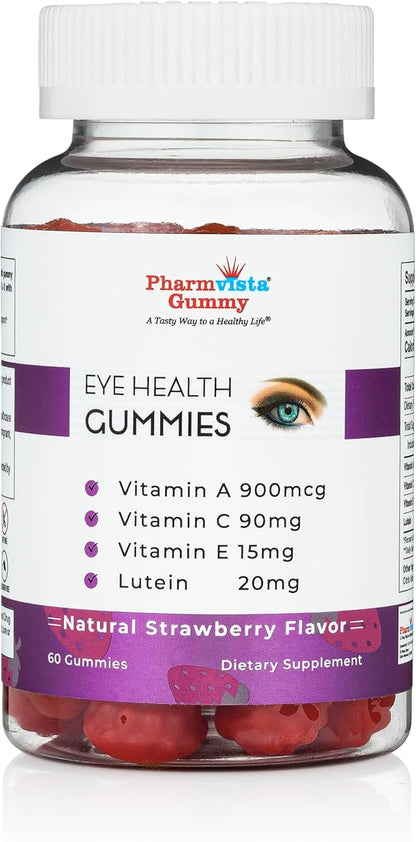 Eye Health Support Gummy - Vitamin A + C + E + Lutein - Gluten Free, Vegan Friendly Supplement - 60 Count