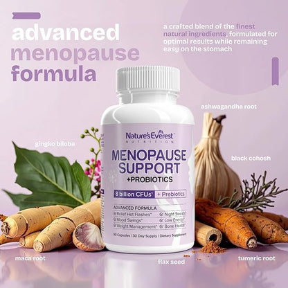 Complete Menopause Supplement for Women – Supports Hormone Balance, Hot Flashes, Night Sweats & Mood – with DIM, Black Cohosh, Dong Quai, Chasteberry, Pre & Probiotics – 90 Capsules – Made in USA