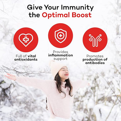 Daiwa PeakImmune4 - Natural Immune Support Supplement with RBAC Rice Bran and Mycelia Extract from Shiitake Mushrooms - Regular Strength