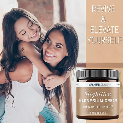 Magnesium Lotion – Nighttime Magnesium Cream – Apply to Leg Muscles, Arms or Chest - Topical Magnesium Chloride – USA Made and Safe for Kids (Sandalwood)