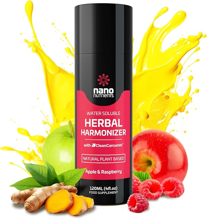 Herbal Harmonizer with CleanCurcumin(TM) - Multi Botanical Antioxidants Supplement - Water Soluble - Nano Curcumin - Holistic Wellness Defender - Healthy Drink Mix (4 fl.oz, Apple and Raspberry)