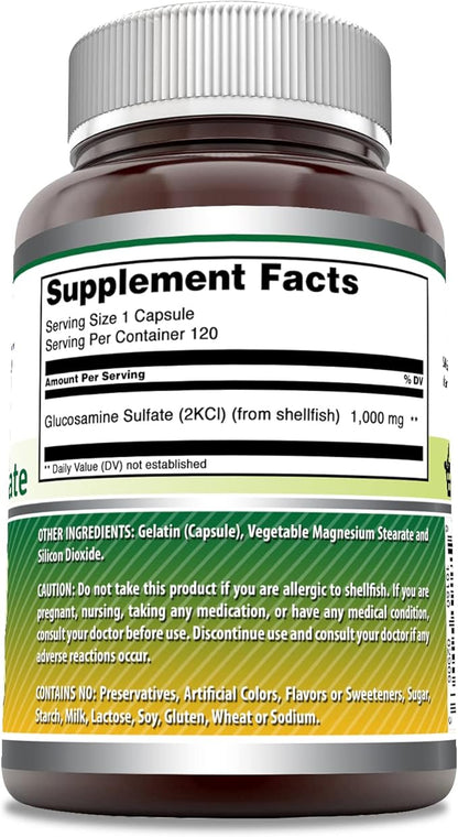 Amazing Formulas Glucosamine Sulfate 1000 mg Capsules Supplement | Non-GMO | Gluten Free | Made in USA (Unflavored)