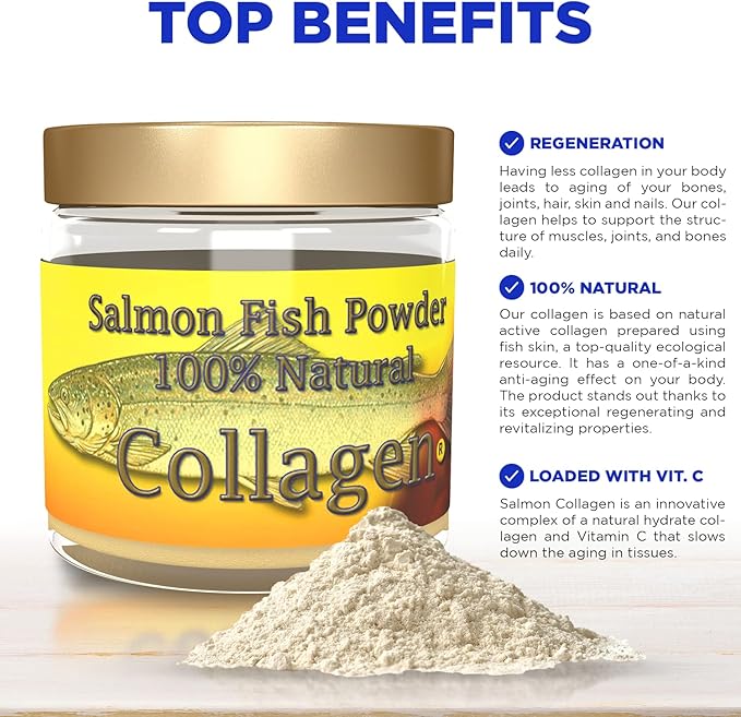 Salcoll Marine Collagen Peptides Powder - Bioactive Anti-Aging Supplement for Skin, Hair, Nails & Joints - 3.69 oz (3-Month Supply)